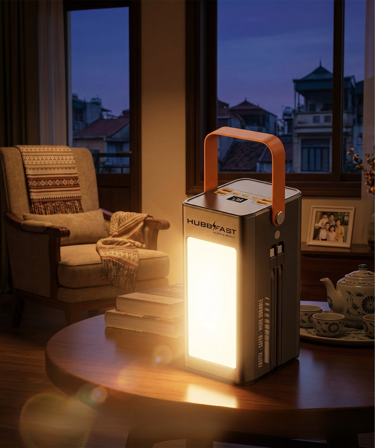 Giải pháp "Ánh sáng sinh tồn": Đèn LED trên HubbFast PD100 Max chiếu sáng 12 ngày đêm 2 Đèn LED Panel siêu sáng trên HubbFast PD100 Max dùng khi mất điện.