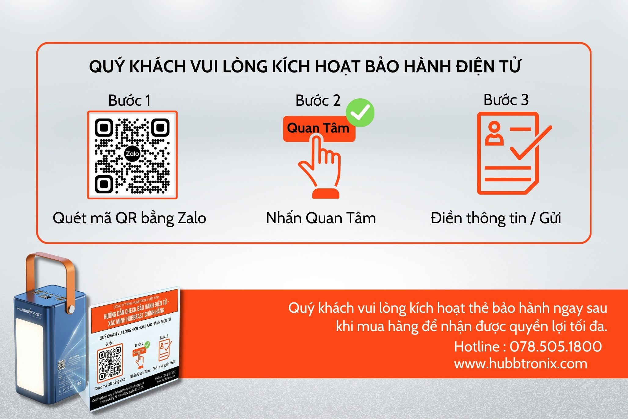 Cảnh báo hàng giả: Chỉ HubbFast chính hãng mới có Bảo hành 18 tháng 3 Hướng dẫn check bảo hành điện tử để xác minh HubbFast chính hãng