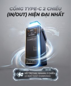 Cận cảnh cổng Type-C In/Out hỗ trợ sạc nhanh 2 chiều trên HubbFast.