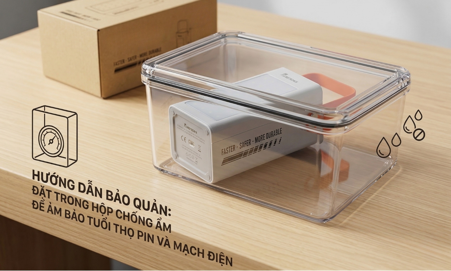 Mùa nồm ẩm miền Bắc: Bảo quản Trạm sạc HubbFast thế nào cho đúng? 3 hop chong am bao quan hubbfast.jpg