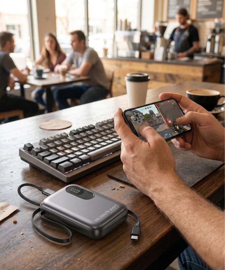 Game thủ Mobile leo rank: Tại sao cần HubbFast ECO21 có dây sẵn? 1 HubbFast ECO21 sạc mát máy, không gây giật lag khi leo rank.
