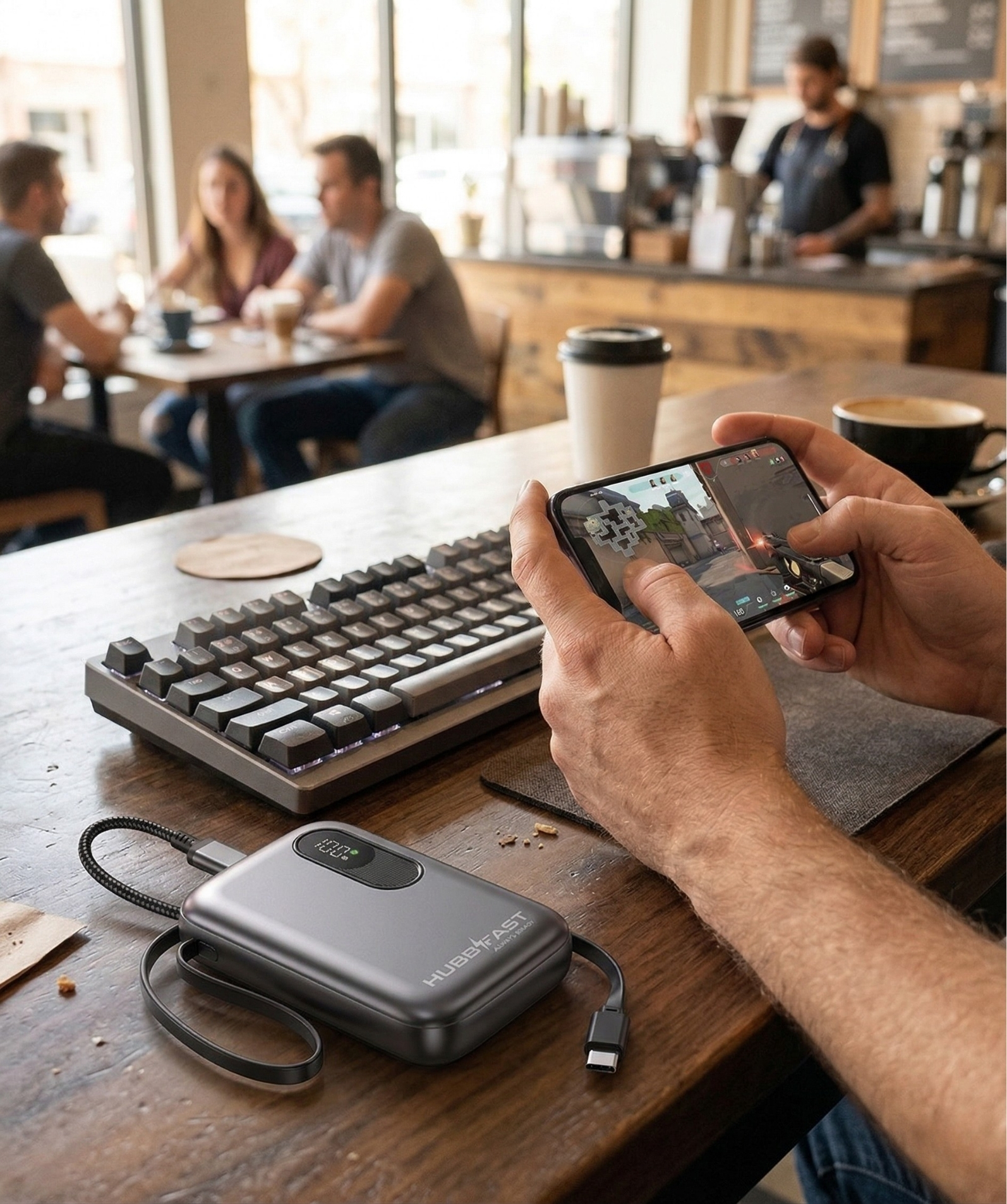 Game thủ Mobile leo rank: Tại sao cần HubbFast ECO21 có dây sẵn? 3 HubbFast ECO21 sạc mát máy, không gây giật lag khi leo rank.