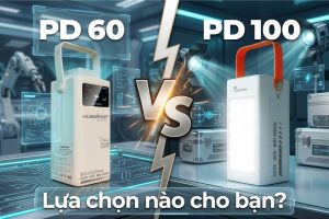 So sánh kích thước và ngoại hình HubbFast PD100 80.000mAh và PD60 50.000mAh.