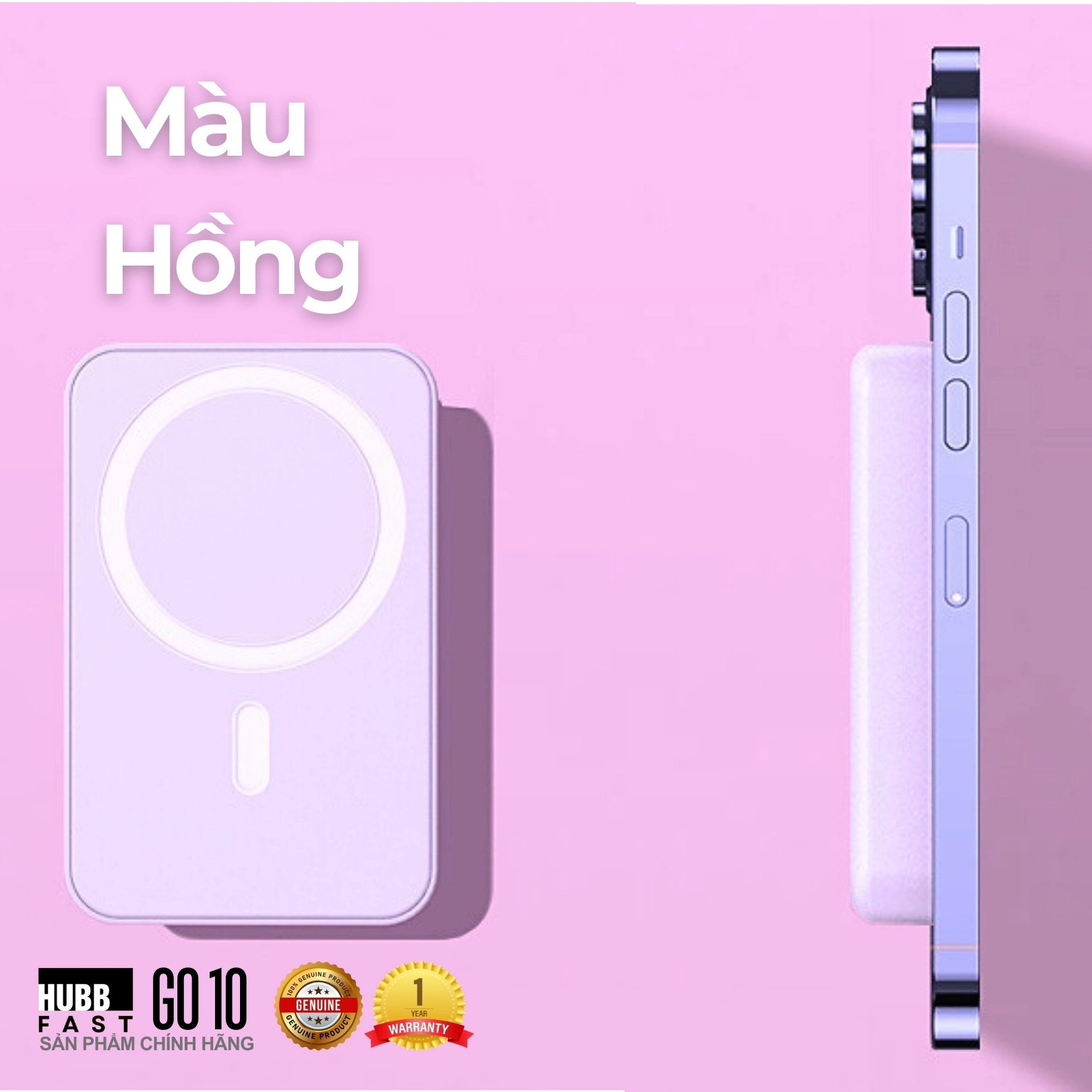HUBBFAST GO10 - 10000mAh 6 Sạc dự phòng không dây HubbFast Go10 10000mAh sạc nhanh từ tính chính hãng