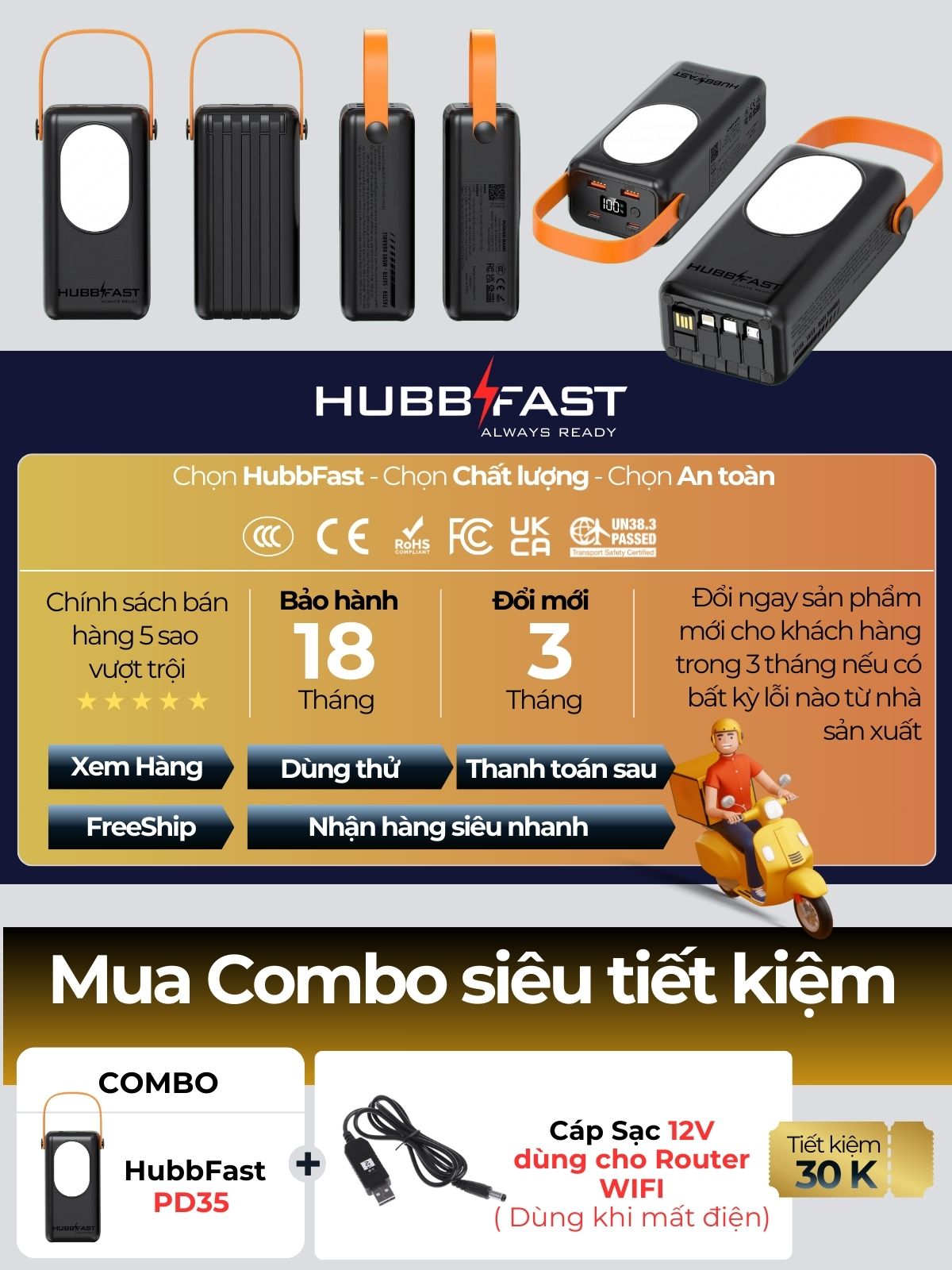 HUBBFAST PD35 - 30000mAh 8 7 upsell combo cta