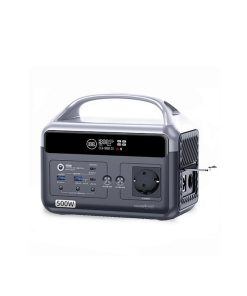 Trạm sạc di động HUBBFAST 500W 444Wh pin LiFePO4, sạc nhanh AC & solar, nhỏ gọn, có đèn LED SOS, phù hợp du lịch, camping, dự phòng điện.