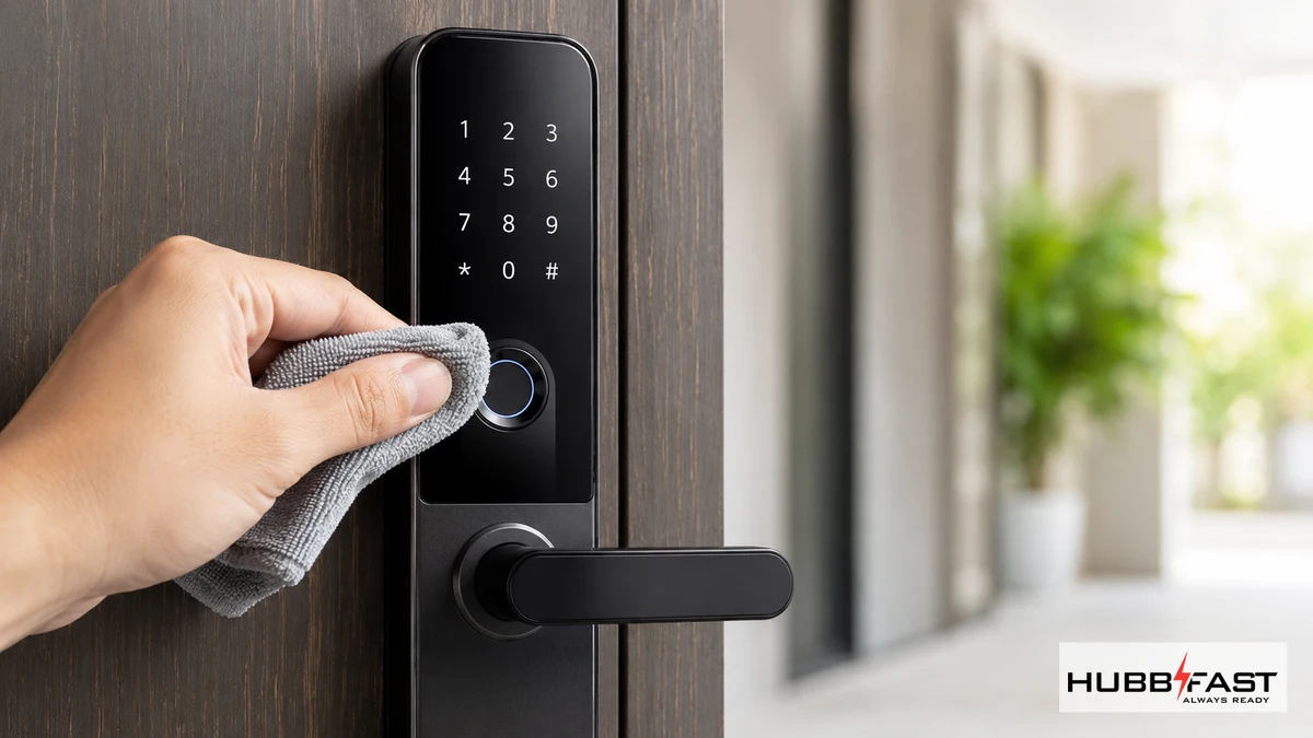 Vệ sinh cảm biến vân tay và bàn phím khóa cửa thông minh | HubbFast Lock Edition – Pin kiềm Alkaline cho khóa thông minh