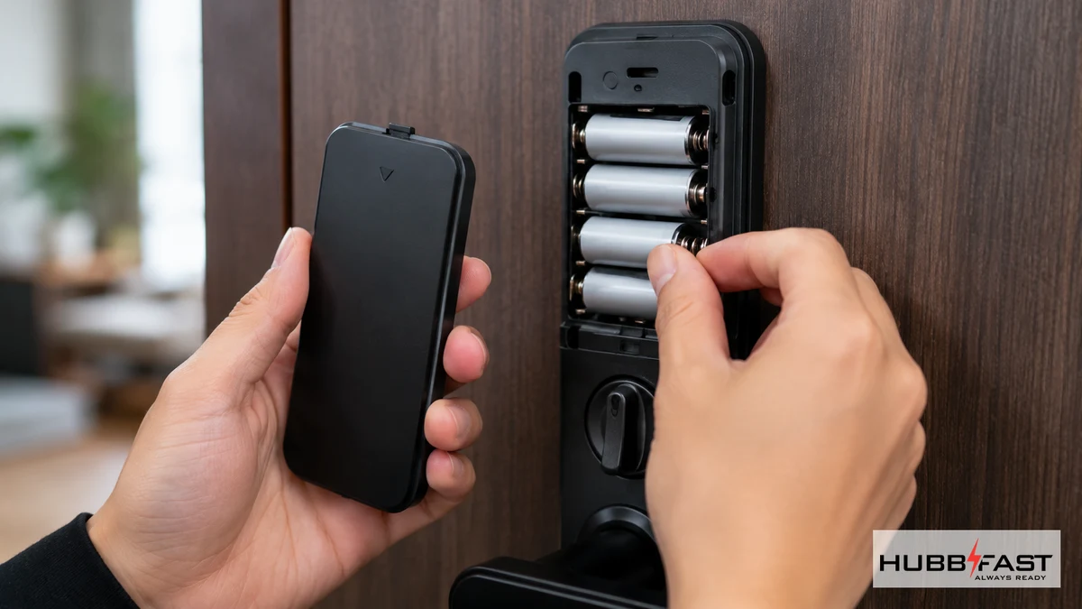 Kiểm tra và chăm sóc khoang pin khóa cửa thông minh | HubbFast Lock Edition – Pin kiềm Alkaline cho khóa thông minh