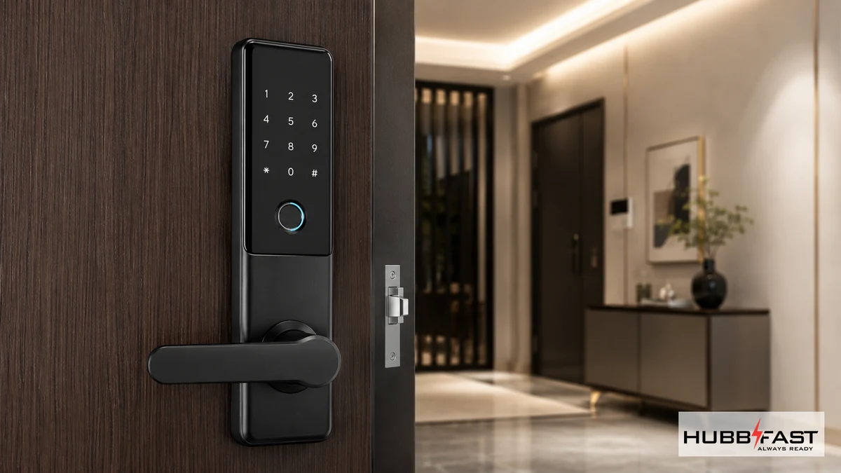 Khóa cửa thông minh phân khúc trung cấp lắp trên cửa căn hộ | HubbFast Lock Edition – Pin kiềm Alkaline cho khóa thông minh