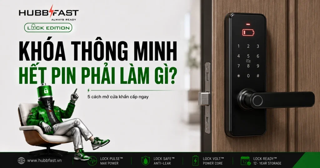 Khóa thông minh hết pin phải làm gì - 5 cách mở cửa | HubbFast Lock Edition – Pin kiềm Alkaline cho khóa thông minh