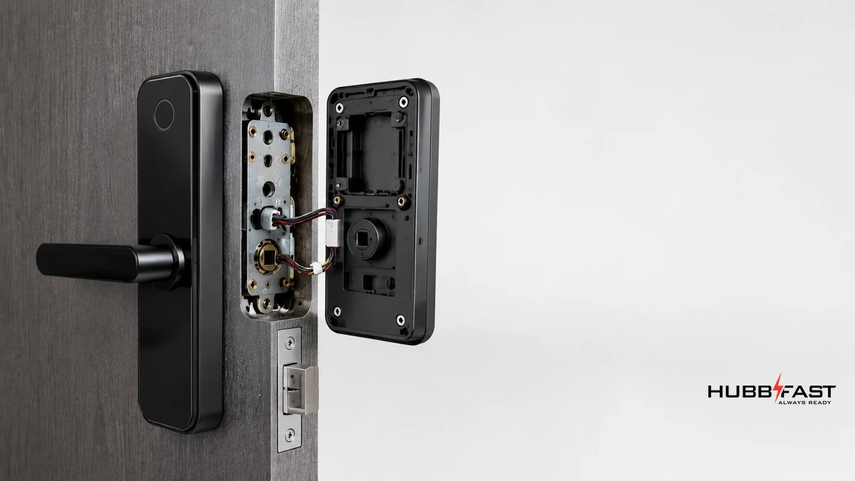 Kỹ thuật lắp đặt khóa thông minh trên cửa chống cháy căn hộ | HubbFast Lock Edition – Pin kiềm Alkaline cho khóa thông minh