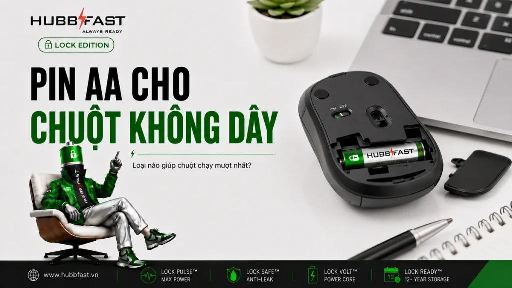 Pin AA Cho Chuột Không Dây: Loại Nào Giúp Chuột Chạy Mượt Nhất? 1 Pin AA cho chuột không dây - loại nào chạy mượt | HubbFast Premium – Pin kiềm Alkaline