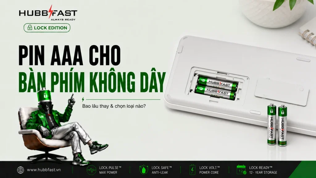 Pin AAA Cho Bàn Phím Không Dây: Bao Lâu Thay Một Lần Và Nên Chọn Loại Nào? 1 Pin AAA cho bàn phím không dây - bao lâu thay | HubbFast Premium – Pin kiềm Alkaline
