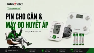 Pin cho cân điện tử và máy đo huyết áp | HubbFast Premium – Pin kiềm Alkaline
