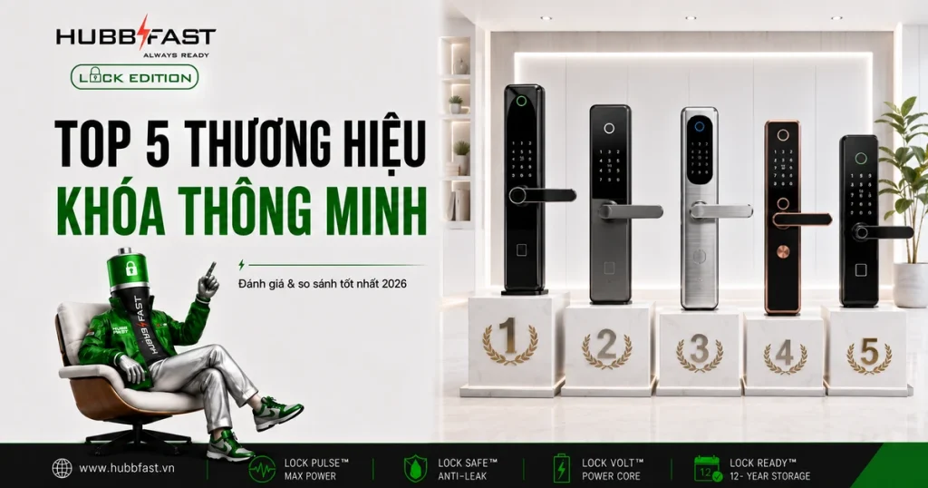 Top 5 Thương Hiệu Khóa Cửa Thông Minh Tốt Nhất Tại Việt Nam 2026 1 Top 5 thương hiệu khóa cửa thông minh tốt nhất Việt Nam 2026 | HubbFast Lock Edition – Pin kiềm Alkaline cho khóa thông minh