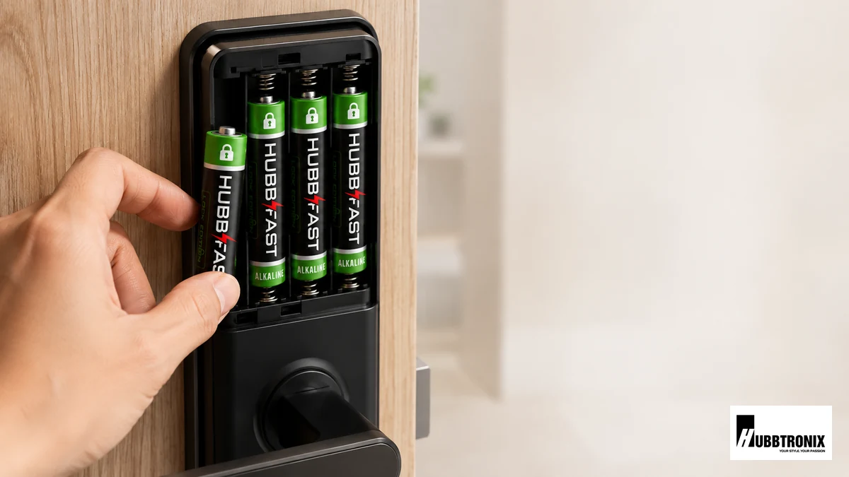 Khoang pin khóa cửa thông minh lắp 4 viên pin AA HubbFast Lock Edition