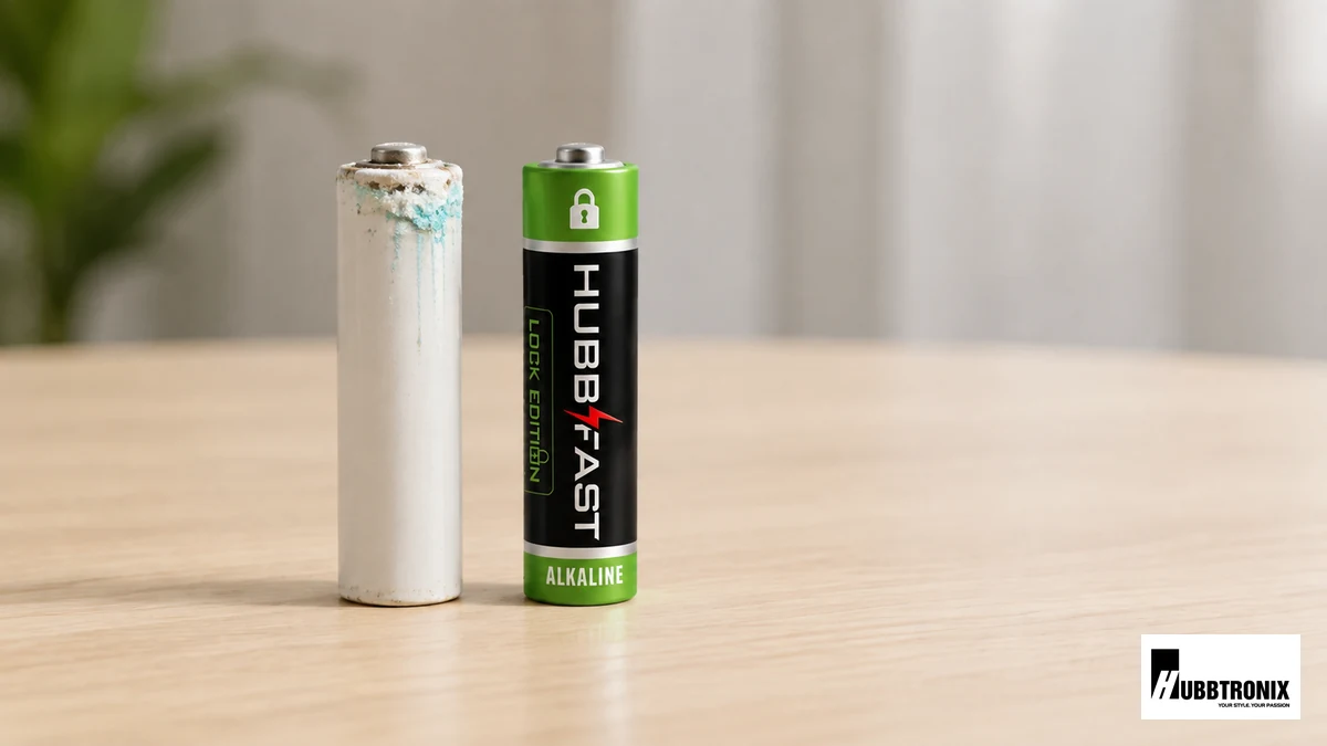 So sánh pin thường rò rỉ và pin HubbFast Lock Edition cho khóa cửa