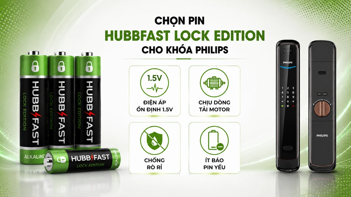 Chọn pin HubbFast Lock Edition cho khóa Philips