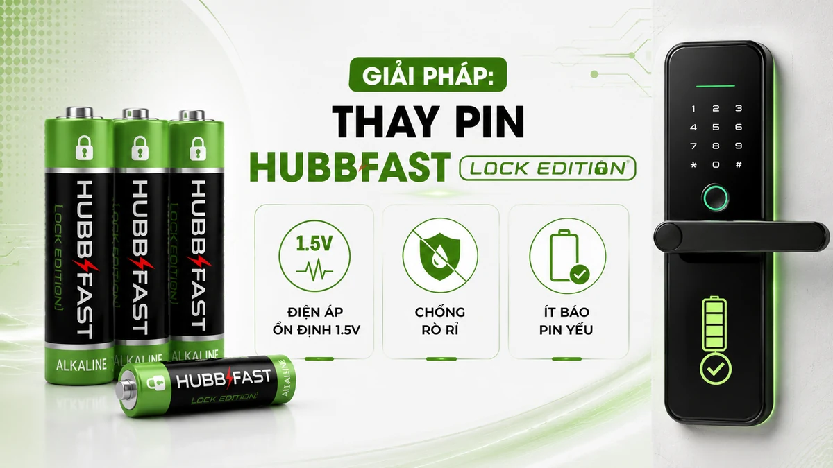 Giải pháp thay pin HubbFast Lock Edition cho khóa vân tay