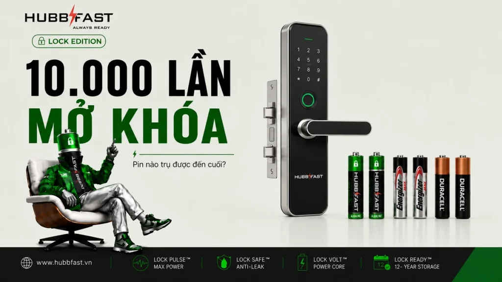 Hành Trình Kiểm Tra 10.000 Lần Mở Khóa: Pin Nào Trụ Được Đến Cuối? 1 10.000 lần mở khóa - pin nào tốt nhất, so sánh pin HubbFast Lock Edition