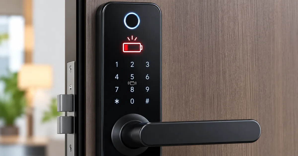 Màn hình khóa vân tay hiển thị biểu tượng pin yếu cần thay
