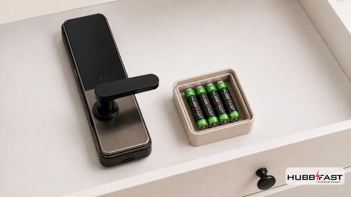 Khi Nào Cần Thay Pin Khóa Thông Minh? Dấu Hiệu Nhận Biết Và Cách Xử Lý 4 Bộ pin kiềm HubbFast Lock Edition dự phòng chuyên dụng cho khóa thông minh