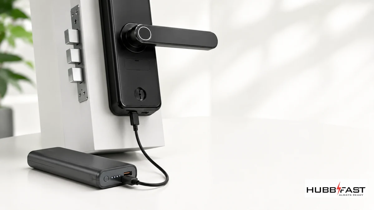 Cấp nguồn khẩn cấp cho khóa Lockin Xiaomi qua cổng ở đáy khóa | HubbFast Lock Edition – Pin kiềm Alkaline cho khóa thông minh