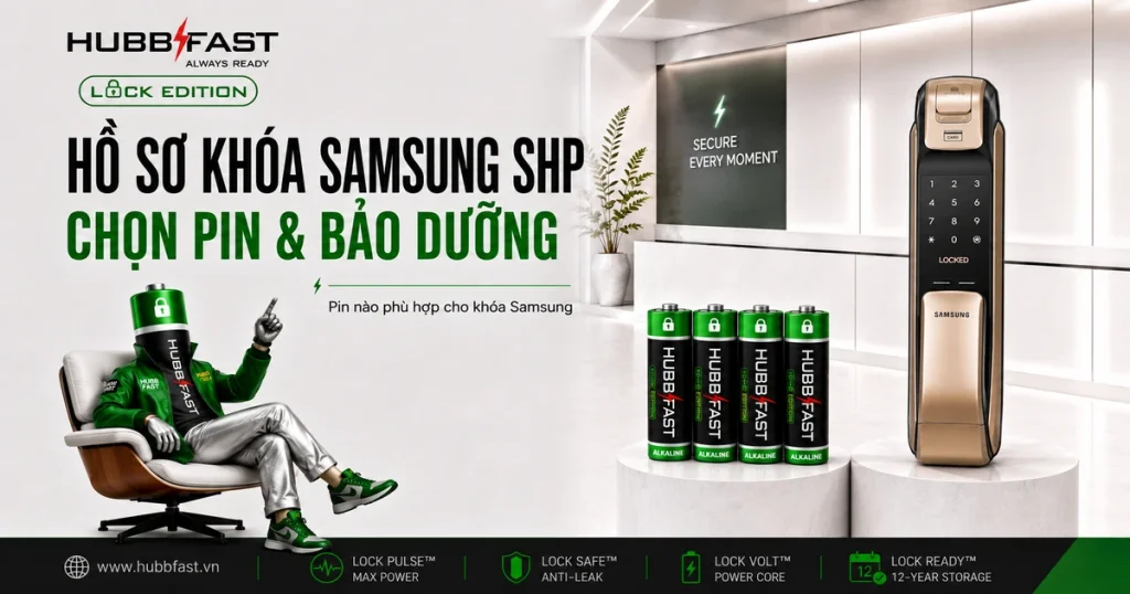 Hồ sơ khóa Samsung SHP: chọn pin và bảo dưỡng với pin HubbFast Lock Edition