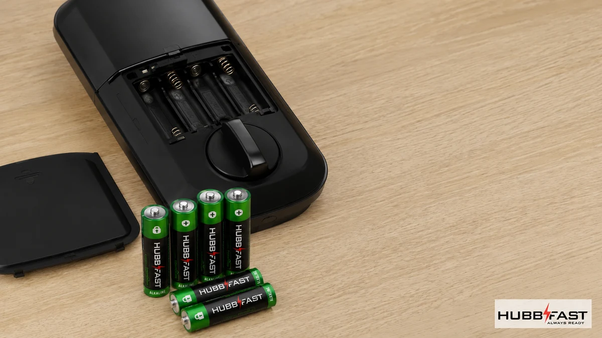 Hồ Sơ Khóa Yale: Pin Nào Phù Hợp Và Cách Bảo Dưỡng Đúng 3 Khóa Yale mở khoang pin cùng bộ pin HubbFast Lock Edition thân đen