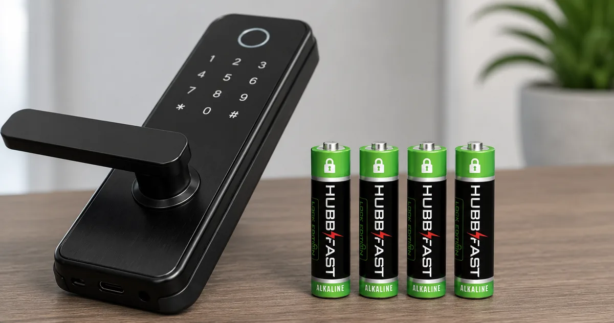 Bộ pin kiềm AA HubbFast Lock Edition dự phòng để sẵn cho khóa