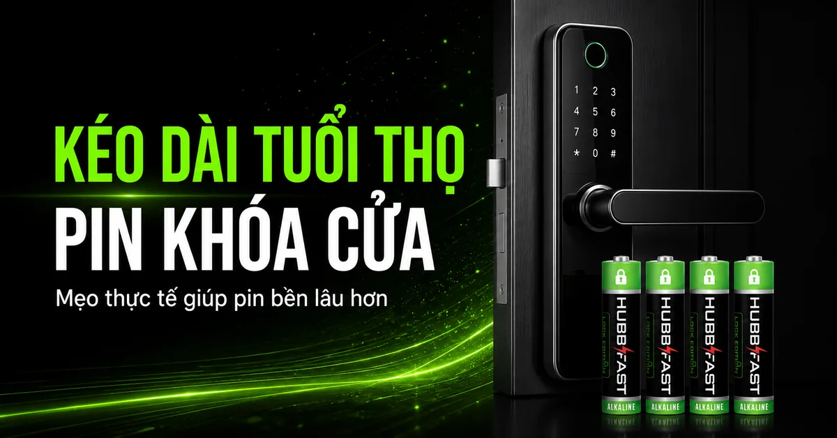 Cách kéo dài tuổi thọ pin cho khóa cửa thông minh với pin HubbFast Lock Edition