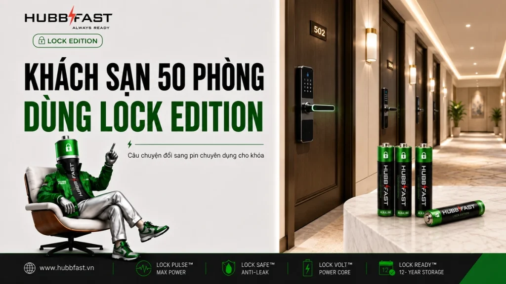 Khách sạn 50 phòng dùng pin HubbFast Lock Edition cho khóa thông minh