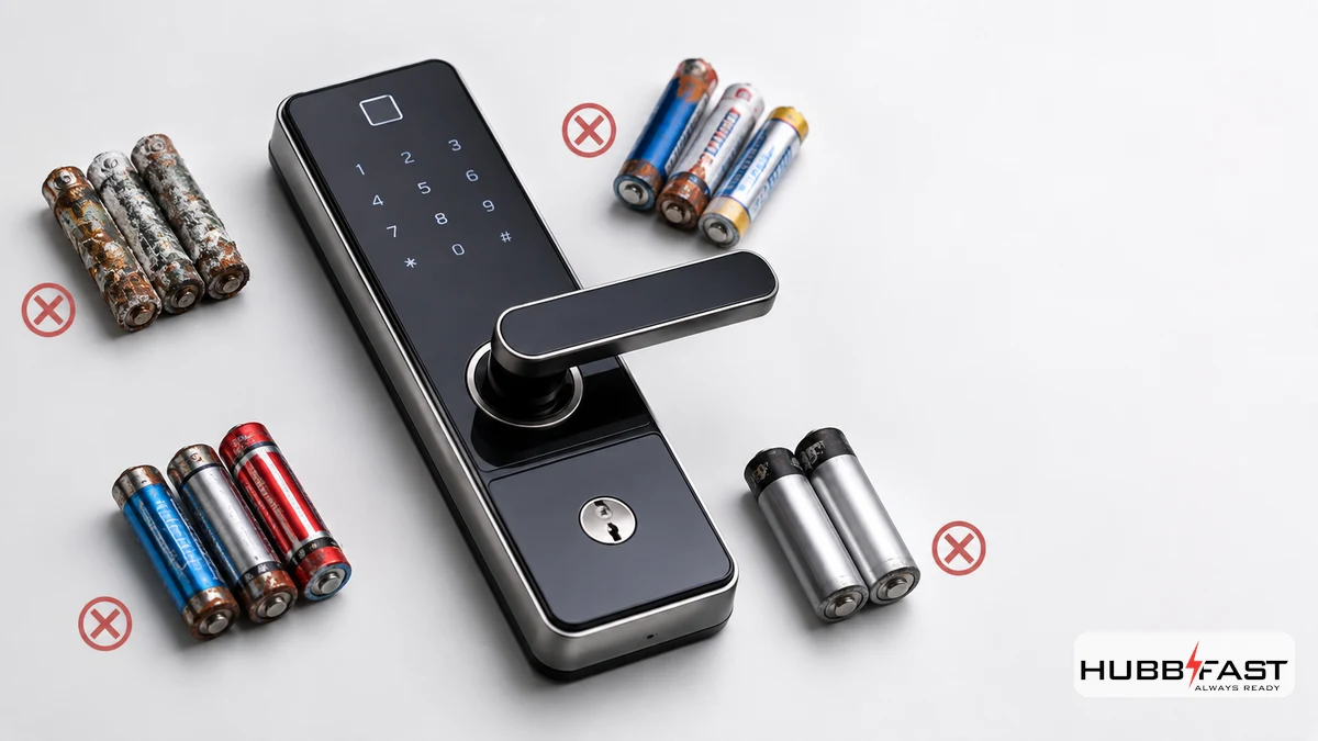 Khóa cửa thông minh cao cấp và các loại pin thường không phù hợp | HubbFast Lock Edition – Pin kiềm Alkaline cho khóa thông minh