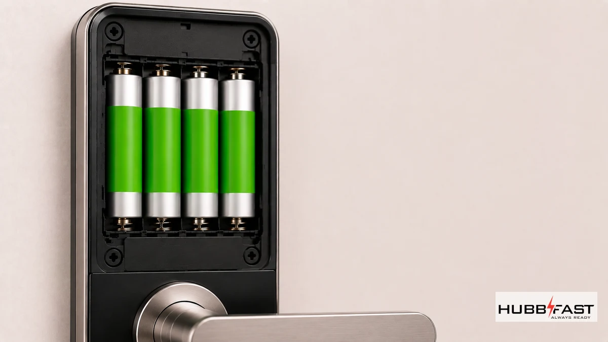 Khoang pin khóa VICKINI với 4 viên pin AA | HubbFast Lock Edition – Pin kiềm Alkaline cho khóa thông minh