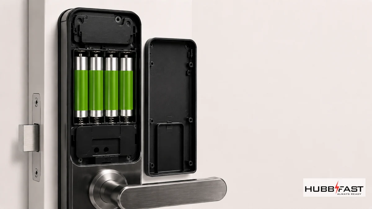 Lắp pin AA vào khoang pin khóa Tadolock đúng cách | HubbFast Lock Edition – Pin kiềm Alkaline cho khóa thông minh