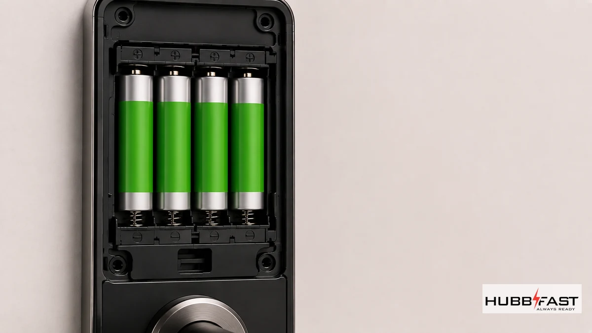 Lắp bộ pin AA mới đúng cực vào khóa Aqara | HubbFast Lock Edition – Pin kiềm Alkaline cho khóa thông minh