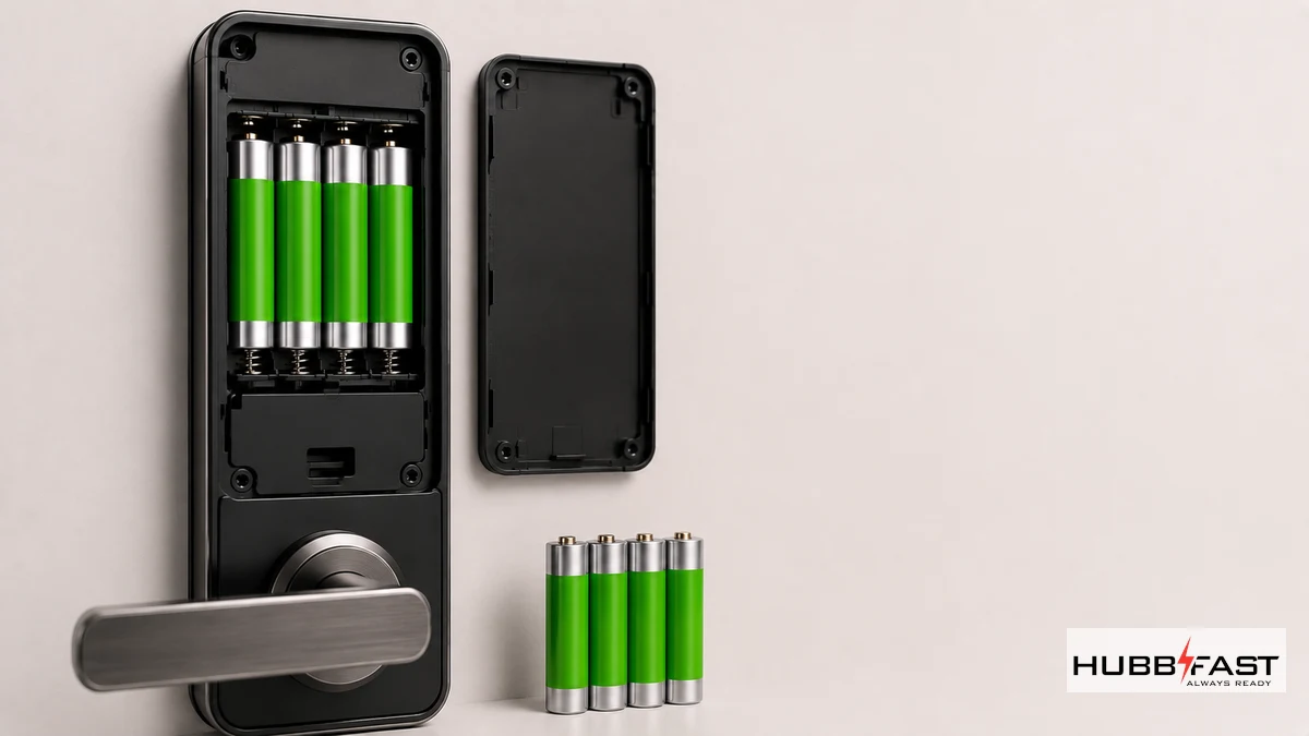 Mở khoang pin khóa Aqara để thay bộ pin AA | HubbFast Lock Edition – Pin kiềm Alkaline cho khóa thông minh