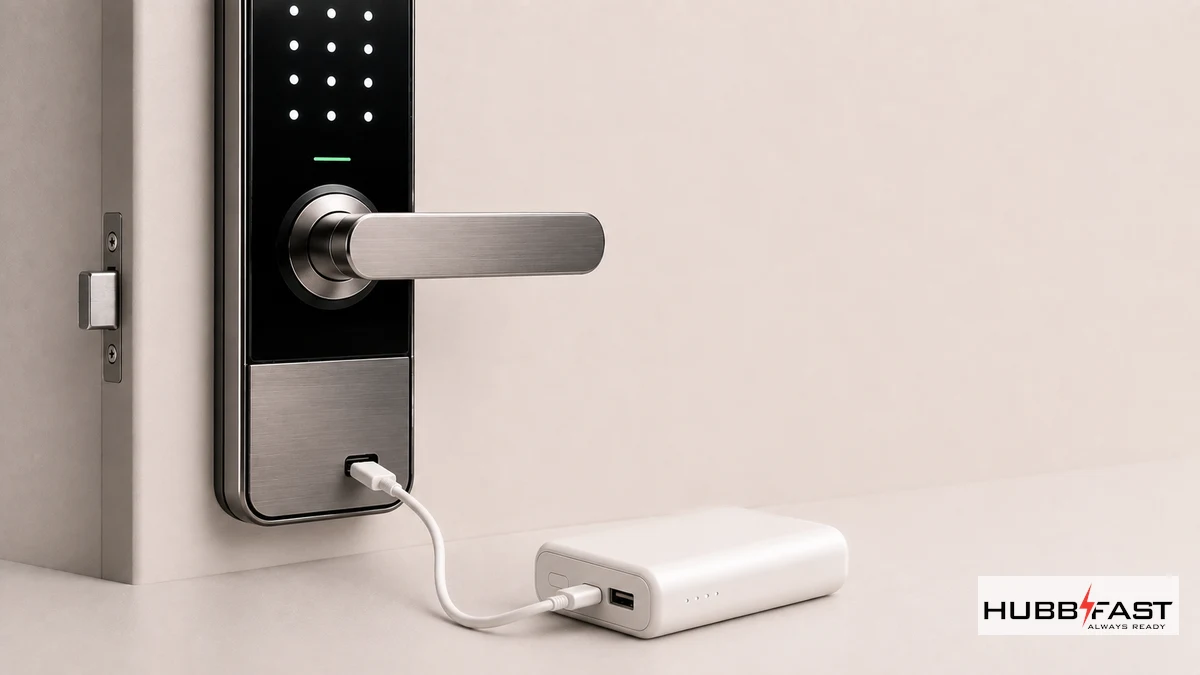 Nguồn mở khẩn cấp cho khóa Flyco khi pin hết đột ngột | HubbFast Lock Edition – Pin kiềm Alkaline cho khóa thông minh