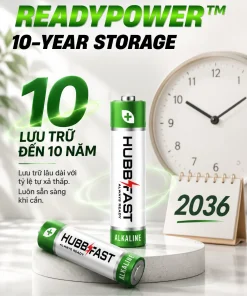 READYPOWER lưu trữ pin AA đến 10 năm HubbFast Premium | HubbFast Premium – Pin kiềm Alkaline cao cấp