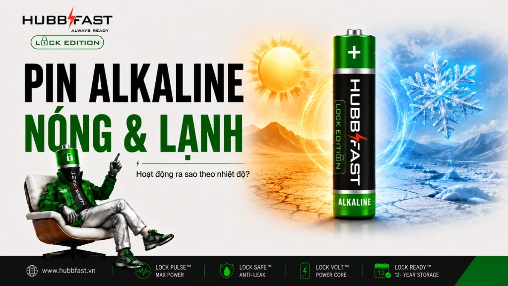 Pin alkaline HubbFast Lock Edition hoạt động ổn định trong nhiệt độ nóng và lạnh