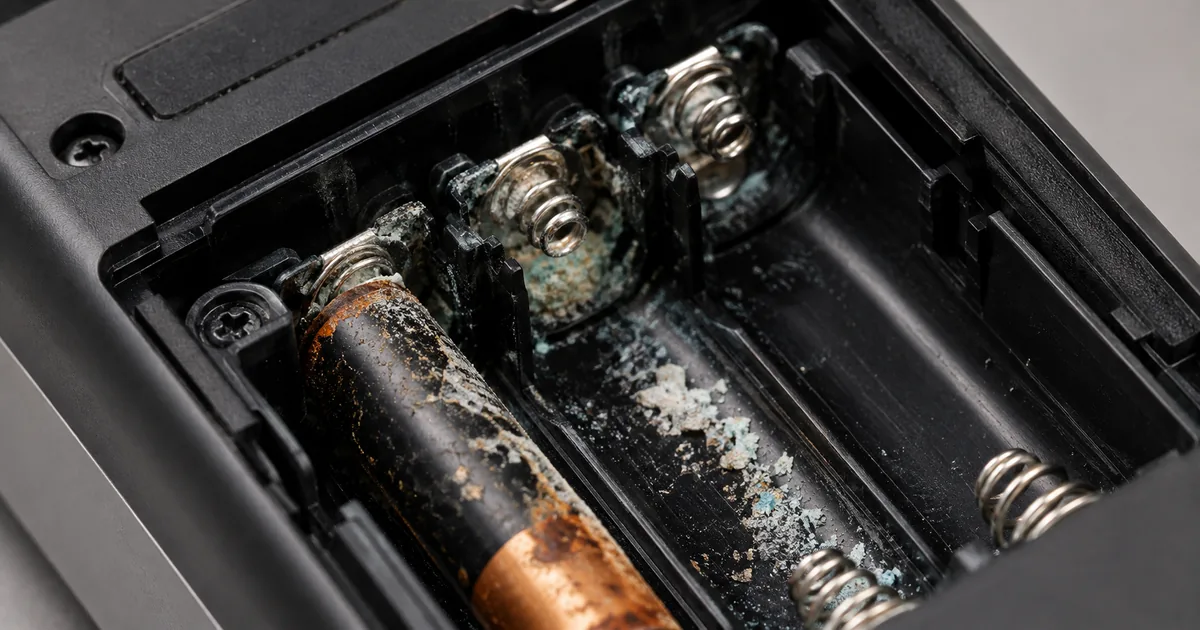 Tiếp điểm khoang pin khóa bị ăn mòn do pin chảy nước rò rỉ