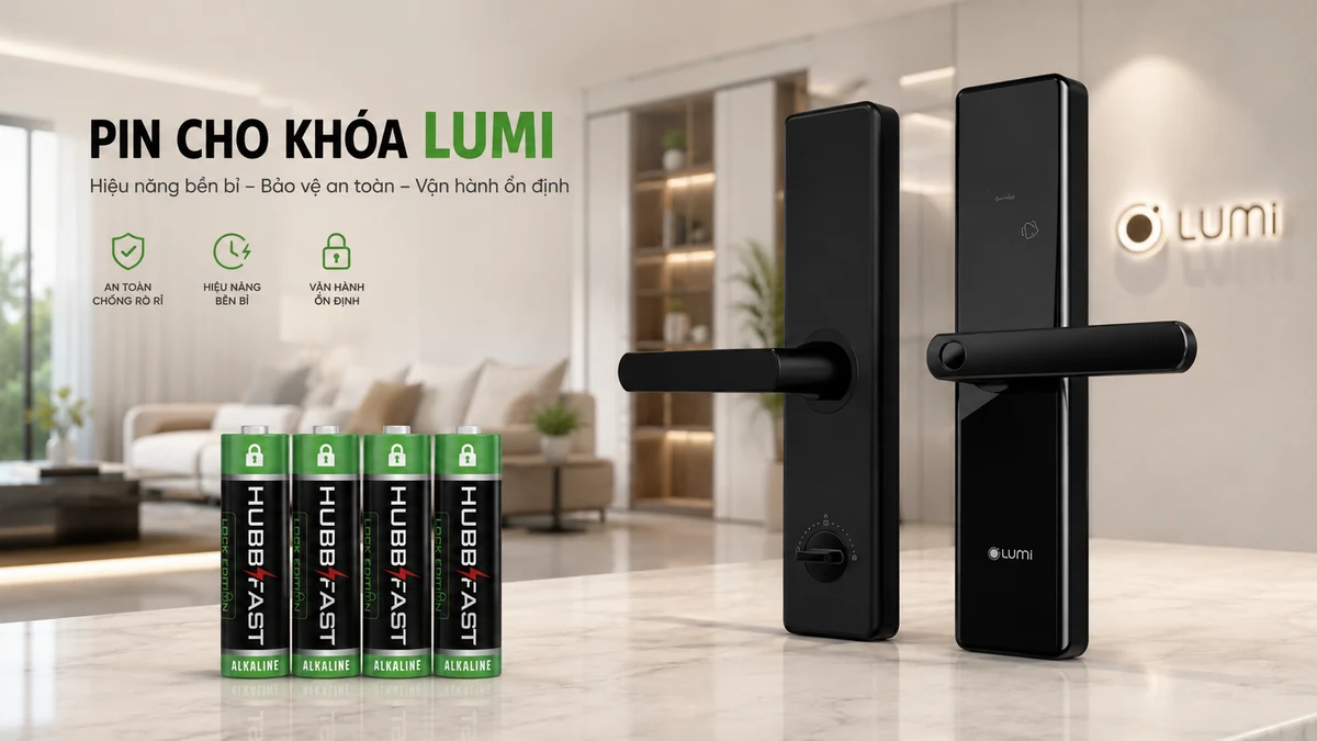 Pin HubbFast Lock Edition den cho khoa thong minh Lumi