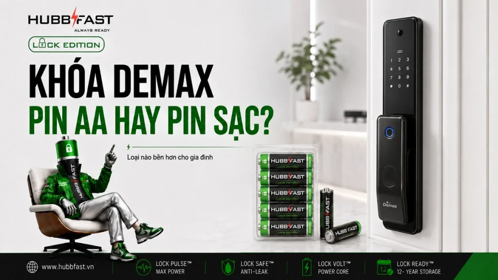 Khóa Demax: Pin AA Hay Pin Sạc Bền Hơn Cho Gia Đình? 1 Pin cho khóa Demax HubbFast Lock Edition