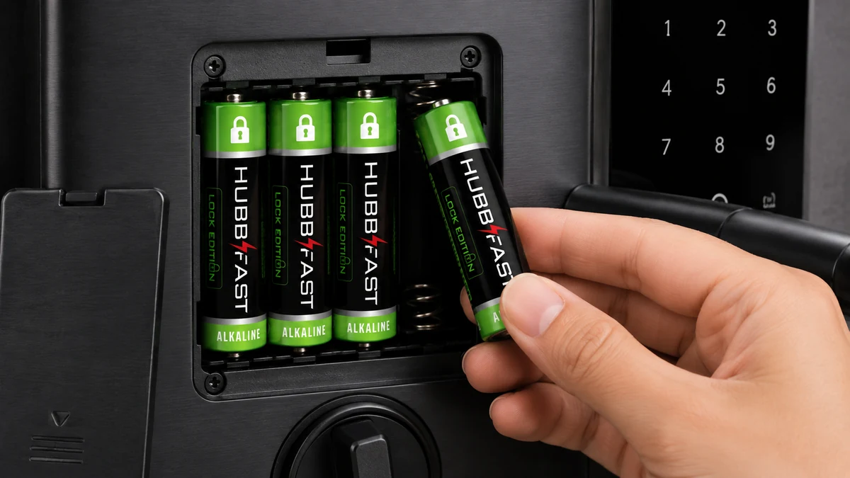 Chọn Pin Kiềm Chất Lượng Cho Khóa Dessman Cao Cấp 4 Lắp bộ pin kiềm AA chuyên dụng Lock Edition vào khoang pin khóa Dessman