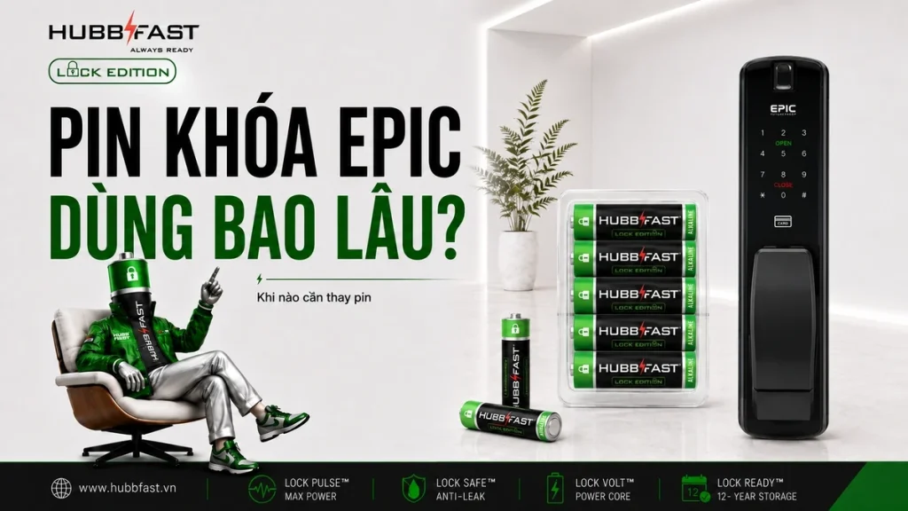 Pin cho khoa Epic HubbFast Lock Edition dung bao lau khi nao thay