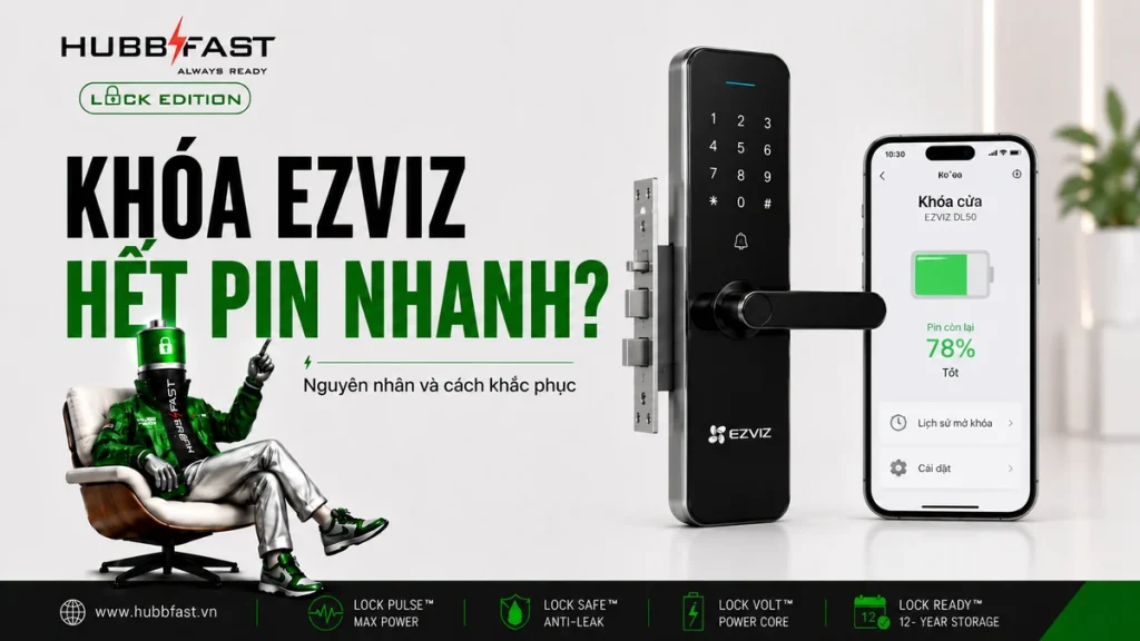 Ảnh bìa Khóa EZVIZ hết pin nhanh khắc phục | HubbFast Lock Edition – Pin kiềm Alkaline cho khóa thông minh