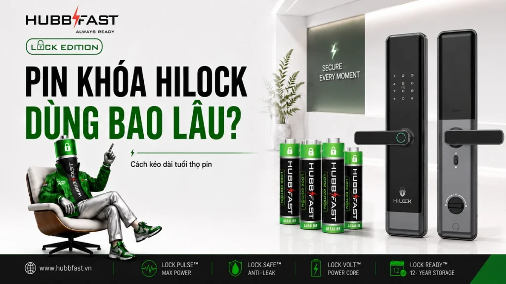 Pin Cho Khóa Hilock (HL01A) Dùng Được Bao Lâu? Cách Kéo Dài Tuổi Thọ 1 Pin cho khóa Hilock HubbFast Lock Edition