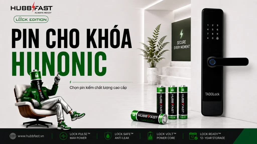 Khóa Hunonic Dùng Pin Gì? Cách Chọn Pin Bền Cho Khóa Việt 1 Pin cho khoa Hunonic HubbFast Lock Edition chon pin ben cho khoa Viet