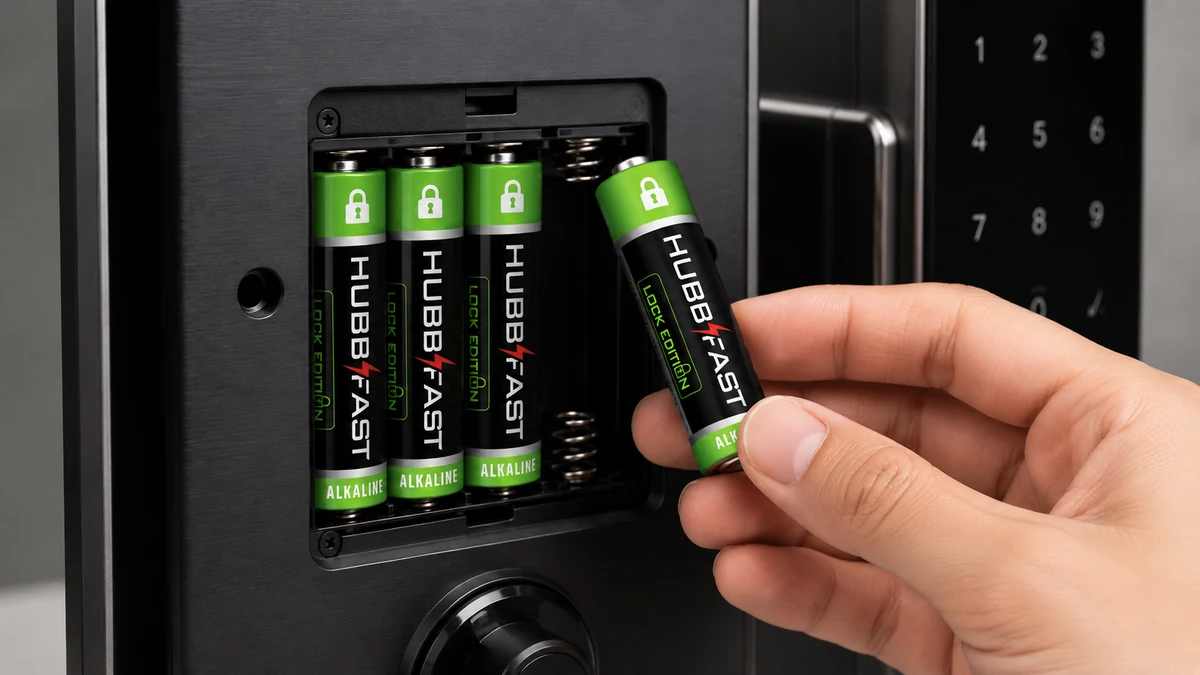 Khóa Kassler Nên Chọn Pin AA Alkaline Hay Lithium? Hướng Dẫn Chọn Đúng 4 Lắp bộ pin kiềm AA chuyên dụng vào khoang pin khóa Kassler