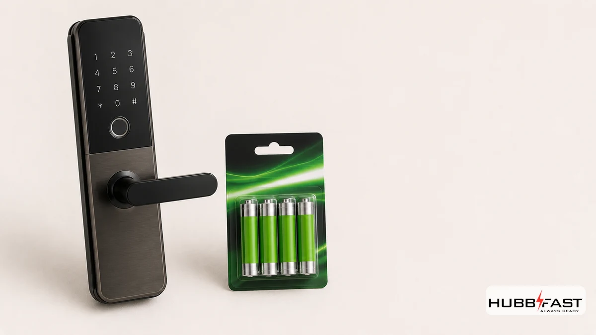 Vỉ pin kiềm AA chính hãng còn nguyên bao bì để lắp cho khóa thông minh | HubbFast Lock Edition – Pin kiềm Alkaline cho khóa thông minh